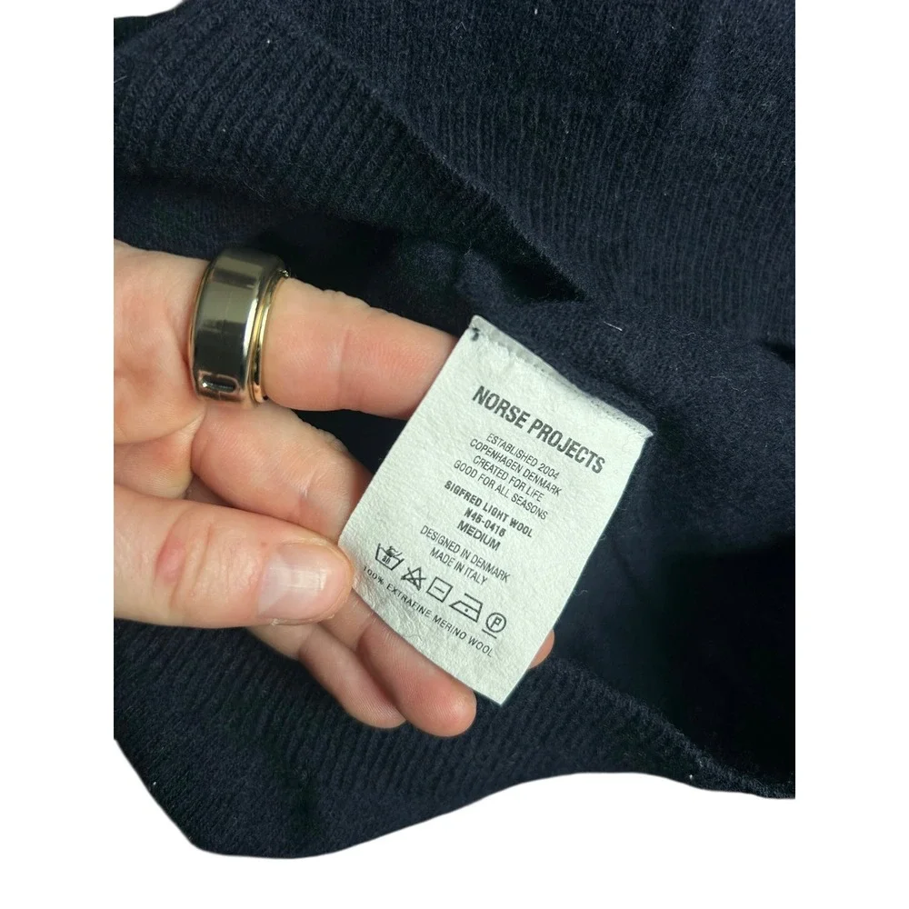 Norse Projects Sigfred Light Wool Navy Blue Merino Crewneck Sweater Men's Medium